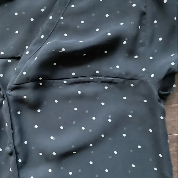 Zara Black with White Polka Dots Sheer Blouse Size Small - Picture 3 of 6